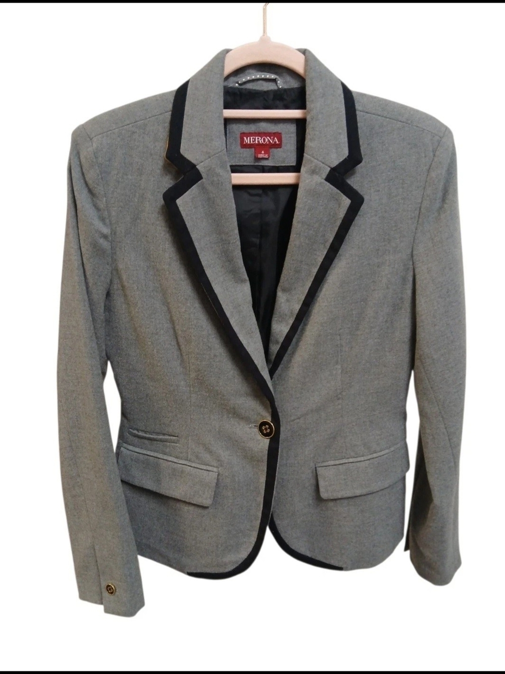Merona Gray Blazer with Black Trim